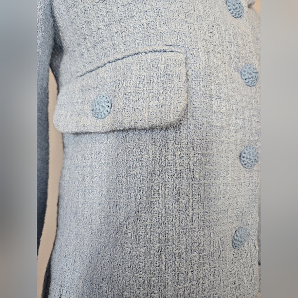 Zara Sky Blue Textured Weave Blazer Jacket. Size Small - Picture 5 of 15